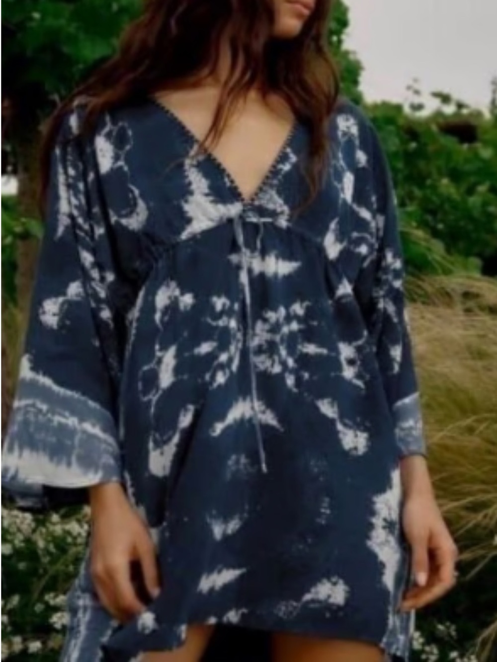 Zara oversized Mini Tie-Dye Dress - Blue. M